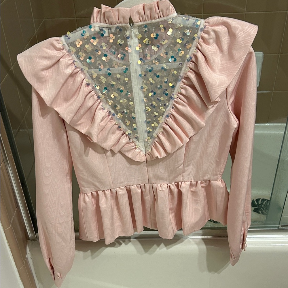 Pink Ruffled Women's Top - Picture 2 of 5